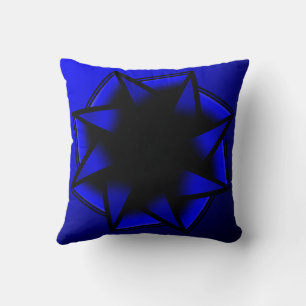 Bluesy Blue Gradient Star Bow Throw Pillow