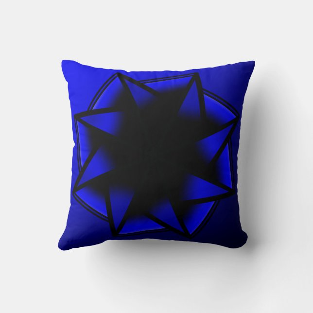 Bluesy Blue Gradient Star Bow Throw Pillow (Back)