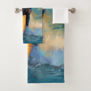 Bluetick Coonhound Beach Surfing Painting Bath Towel Set