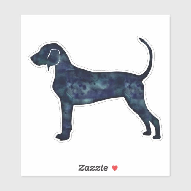 Bluetick Coonhound Black Watercolor Silhouette (Sheet)