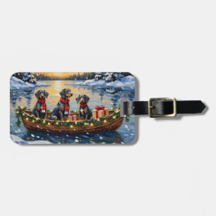 Bluetick Coonhound Christmas Boat Holiday Luggage Tag