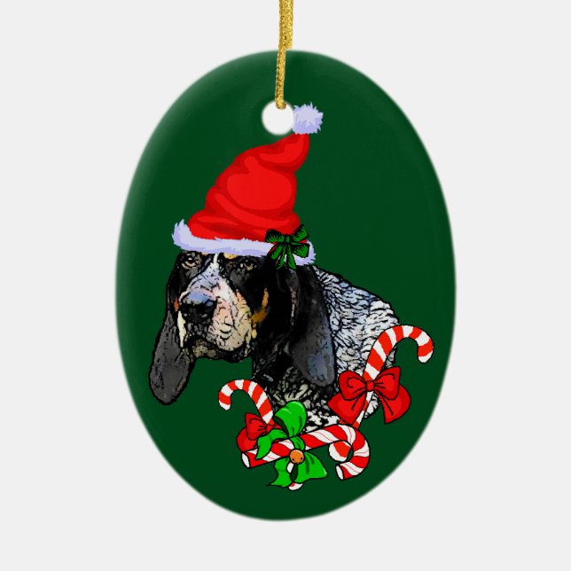 Bluetick Coonhound Christmas Ceramic Ornament (Front)