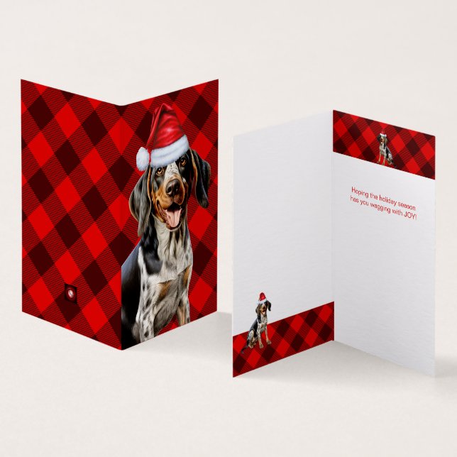 Bluetick Coonhound Christmas Dog Red Buffalo Plaid (Inside and Outside)