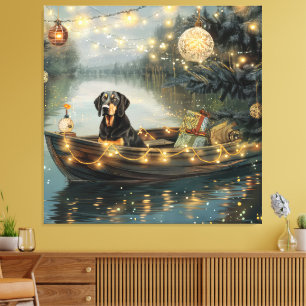 Bluetick Coonhound Christmas Festive Voyage Canvas Print