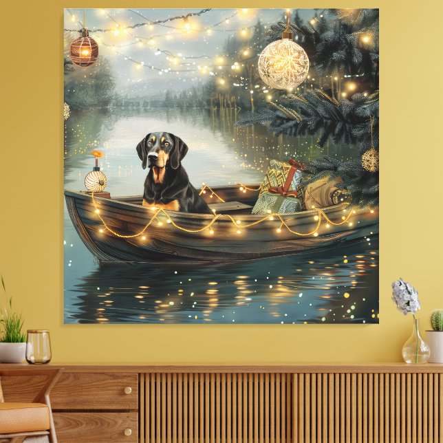 Bluetick Coonhound Christmas Festive Voyage Canvas Print (Insitu(LivingRoom))