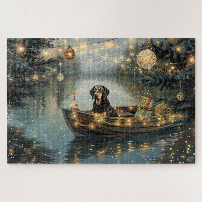 Bluetick Coonhound Christmas Festive Voyage Jigsaw Puzzle (Horizontal)