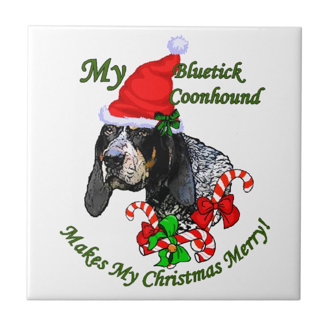 Bluetick Coonhound Christmas Tile (Front)