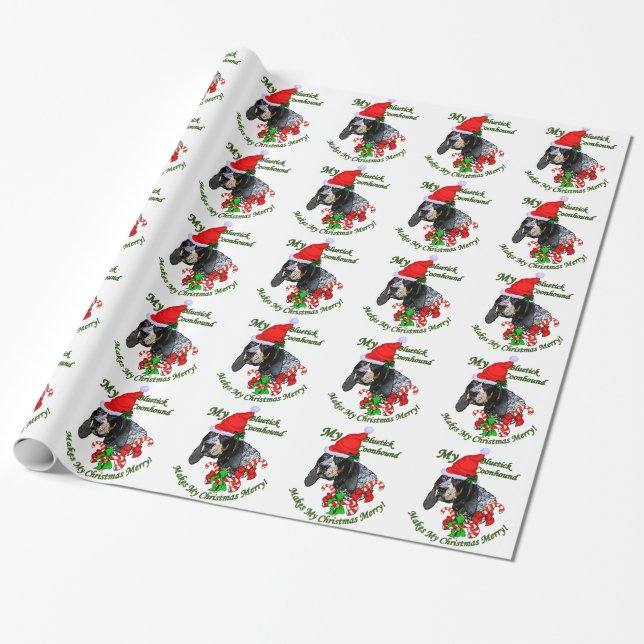 Bluetick Coonhound Christmas Wrapping Paper (Unrolled)
