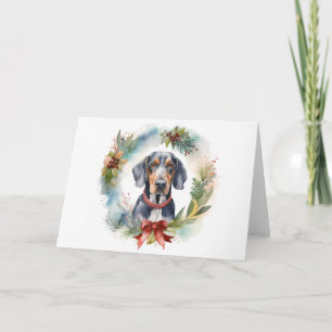 Bluetick Coonhound Christmas Wreath Festive Pup Card