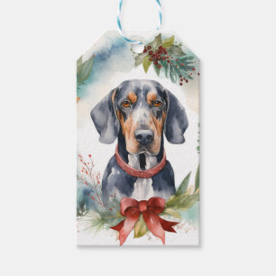 Bluetick Coonhound Christmas Wreath Festive Pup  Gift Tags