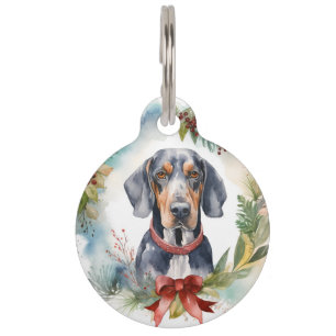 Bluetick Coonhound Christmas Wreath Festive Pup  Pet Tag