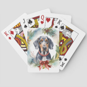Bluetick Coonhound Christmas Wreath Festive Pup Playing Cards