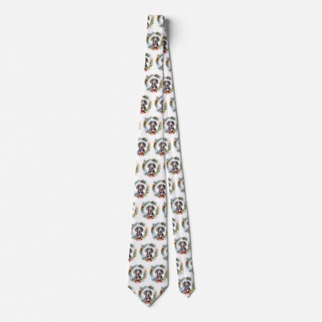Bluetick Coonhound Christmas Wreath Festive Pup  Tie (Front)