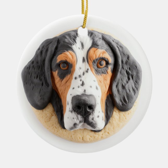Bluetick Coonhound Dog 3D Inspired Ceramic Ornament (Front)