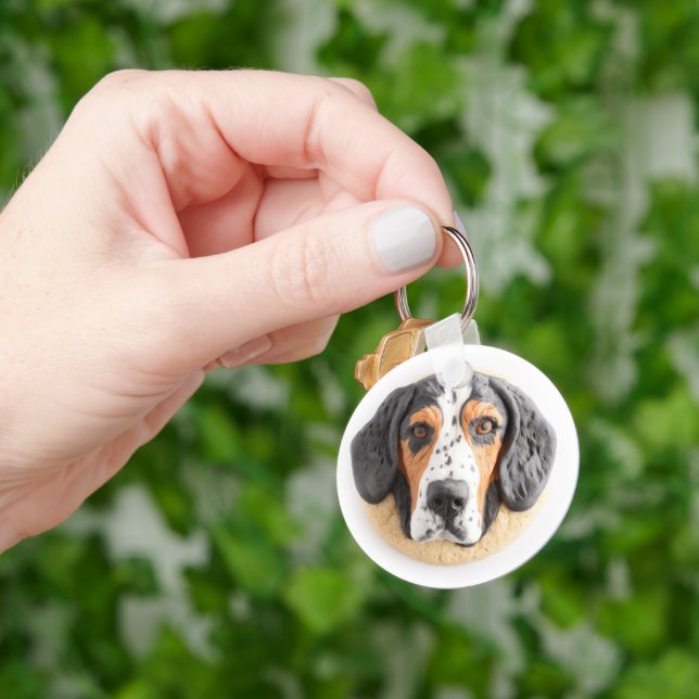 Bluetick Coonhound Dog 3D Inspired Keychain (Hand)