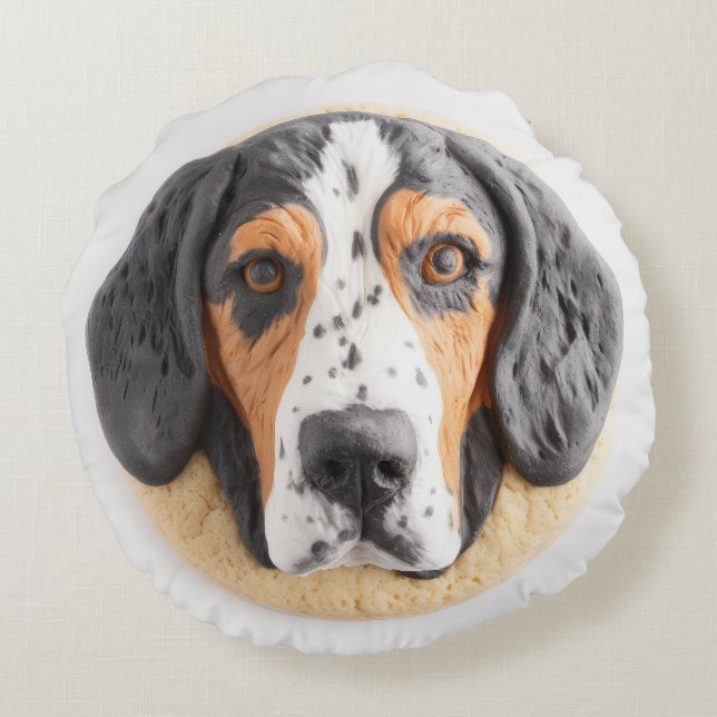 Bluetick Coonhound Dog 3D Inspired Round Pillow (Back)