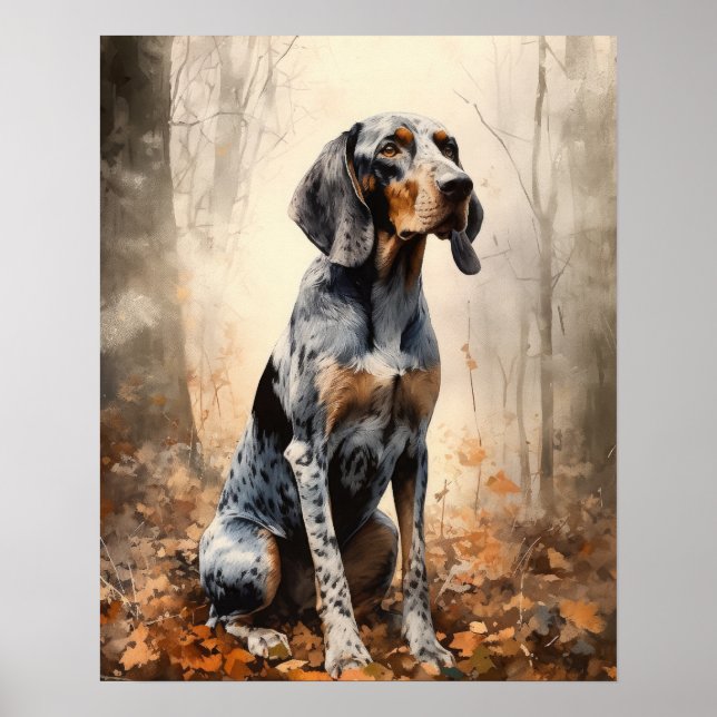 Bluetick Coonhound Dog Art Imprimer Poster (Devant)