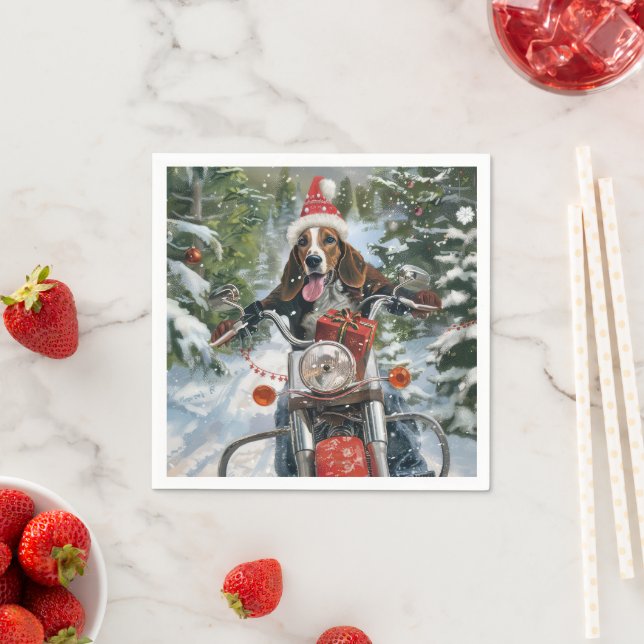 Bluetick Coonhound Dog Christmas Napkin (Insitu)