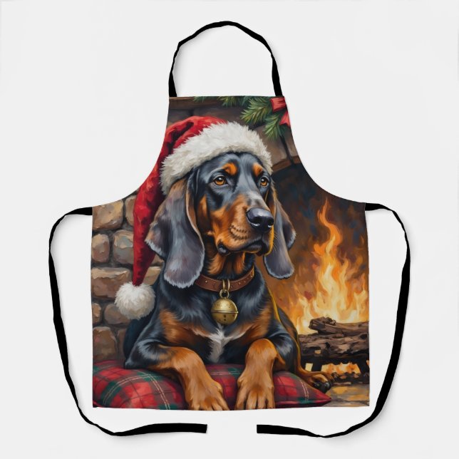 Bluetick Coonhound Dog Cozy Lodge Christmas Apron (Front)