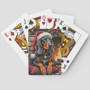 Bluetick Coonhound Dog Cozy Lodge Christmas Playing Cards