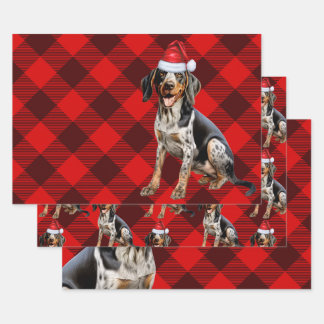 Bluetick Coonhound Dog Holiday Plaid Christmas Wrapping Paper Sheet
