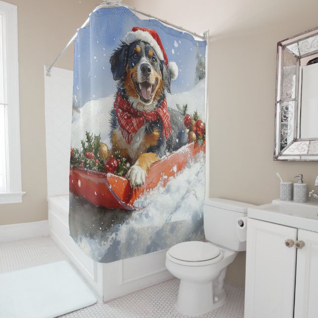 Bluetick Coonhound Dog in Sledge Christmas (In Situ)