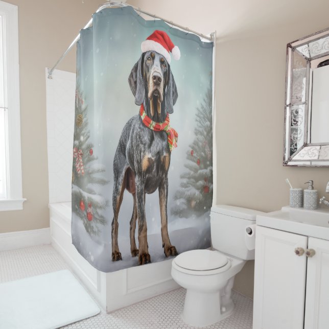 Bluetick Coonhound Dog in Snow Christmas  (In Situ)