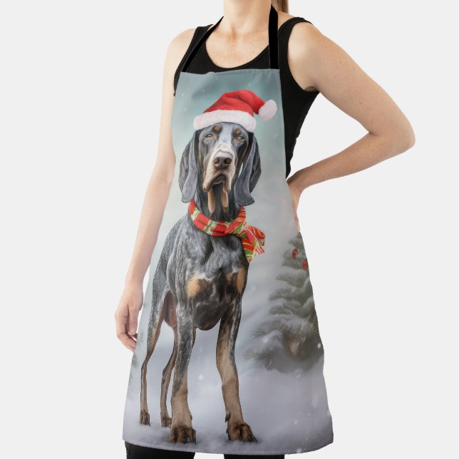Bluetick Coonhound Dog in Snow Christmas  Apron (Insitu)