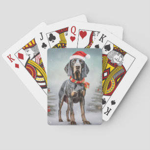 Bluetick Coonhound Dog in Snow Christmas Playing Cards