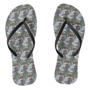 Bluetick Coonhound Dog Riding Motorcycle Christmas Flip Flops