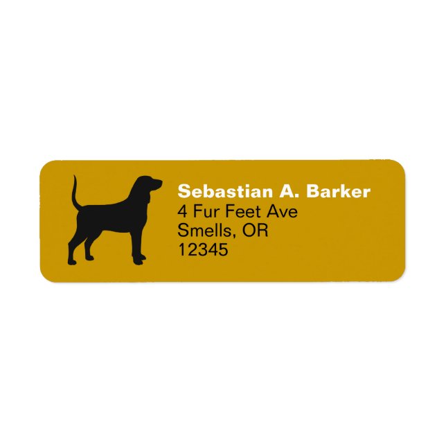 Bluetick Coonhound Dog Silhouette Adresse de retou (Devant)