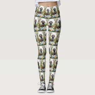 Bluetick Coonhound Dog with Easter Eggs Holiday Leggings