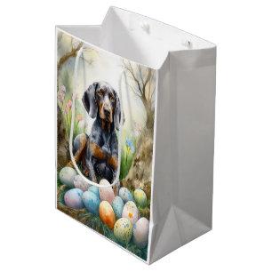Bluetick Coonhound Dog with Easter Eggs Holiday  Medium Gift Bag