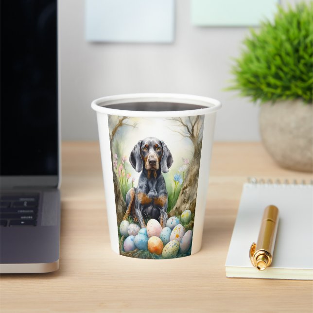 Bluetick Coonhound Dog with Easter Eggs Holiday  Paper Cups (Insitu)