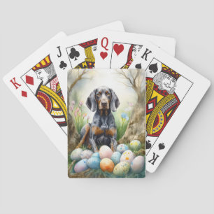 Bluetick Coonhound Dog with Easter Eggs Holiday  Playing Cards