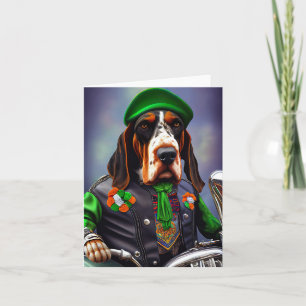 Bluetick Coonhound Driving Bike St. Patrick's Day  Card