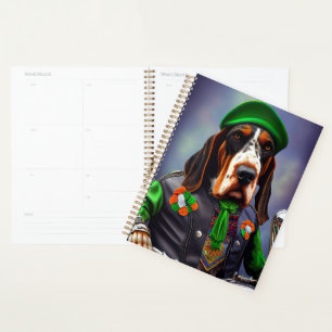Bluetick Coonhound Driving Bike St. Patrick's Day  Planner
