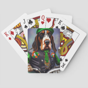 Bluetick Coonhound Driving Bike St. Patrick's Day Playing Cards
