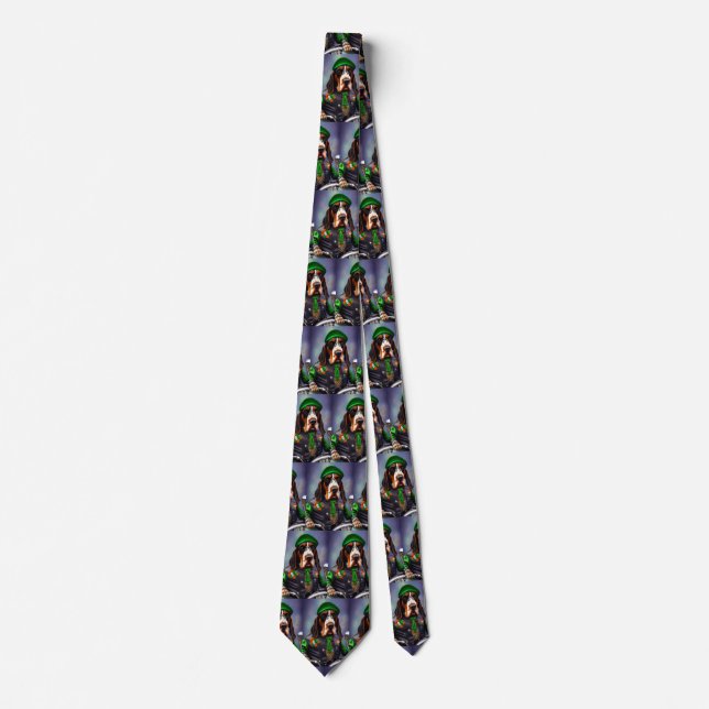 Bluetick Coonhound Driving Bike St. Patrick's Day Tie (Front)