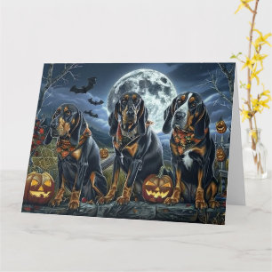 Bluetick Coonhound Halloween Spooky Card