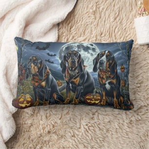 Bluetick Coonhound Halloween Spooky Lumbar Pillow