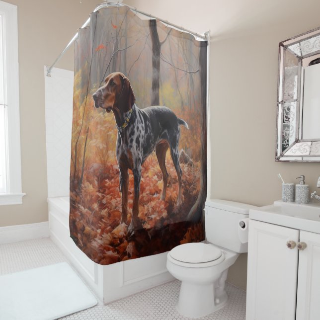 Bluetick Coonhound in Autumn Leaves Fall Inspire (In Situ)