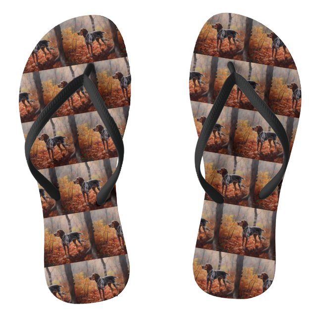 Bluetick Coonhound in Autumn Leaves Fall Inspire Flip Flops (Footbed)