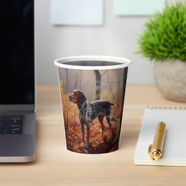 Bluetick Coonhound in Autumn Leaves Fall Inspire Paper Cups (Insitu)