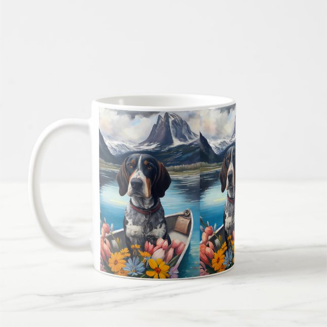 Bluetick Coonhound on a Paddle: A Scenic Adventure Coffee Mug (Left)