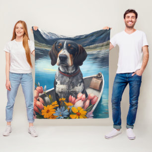 Bluetick Coonhound on a Paddle: A Scenic Adventure Fleece Blanket