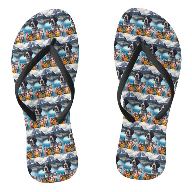 Bluetick Coonhound on a Paddle: A Scenic Adventure Flip Flops (Footbed)