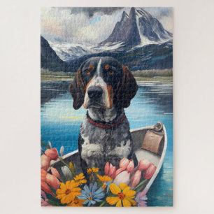 Bluetick Coonhound on a Paddle: A Scenic Adventure Jigsaw Puzzle