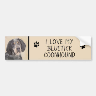 Bluetick Coonhound Painting - Cute Original Dog Ar Bumper Sticker