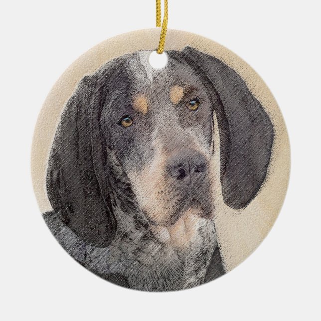 Bluetick Coonhound Painting - Cute Original Dog Ar Ceramic Ornament (Front)